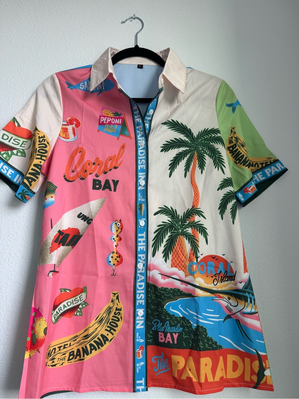 Tropical Vacation Matching Set XS | Button Down Shirt & Wide Leg Pants - Picture 2 of 12